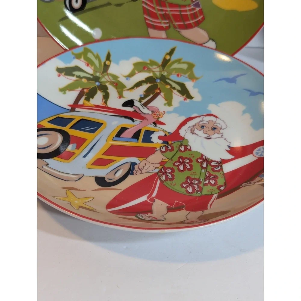 (4) ‎ Brighten The Season Christmas 6 1/4 In  Plates Gift Set Wish You Were Here